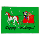 WeihnachtsEinhorn mit Pinguin und Pferdeschlitten Große Geschenktüte (Rückseite)