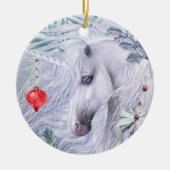 WeihnachtsEinhorn-Verzierung Keramikornament (Vorne)