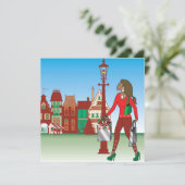 Weihnachtseinkauf mit Beuteln und Kleidung Einladung (Stehend Vorderseite)