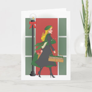 Weihnachtseinkaufen in der Stadt Feiertagskarte