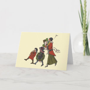 Weihnachtseinkaufs-Spaß für die ganze Familie im R Feiertagskarte