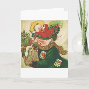 Weihnachtseinkaufschaos im Vintage-Stil Feiertagskarte