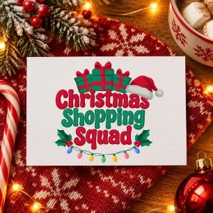 Weihnachtseinkaufsgruppe Santa Hut Geschenke Xmas Feiertagspostkarte