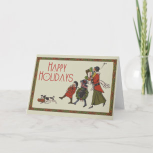 Weihnachtseinkaufsvergnügen im Vintage-Stil für di Feiertagskarte