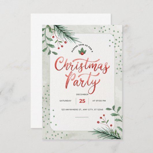 Weihnachtseinladung Begleitkarte (Vorne/Hinten)