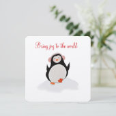 Weihnachtseinladung mit kleinem Pinguin Einladung (Stehend Vorderseite)