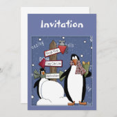 Weihnachtseinladung mit lustigem Pinguin Einladung (Vorne/Hinten)