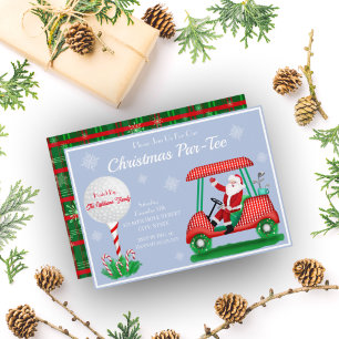 Weihnachtseinladung mit Santa im Golfwagen Einladung