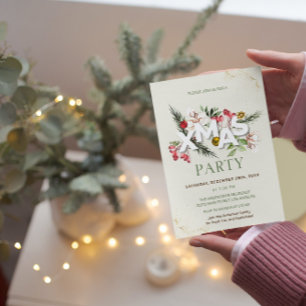 Weihnachtseinladung mit Stechpalmenbeeren Einladung