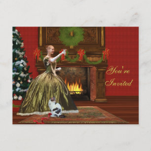 Weihnachtseinladung, Vintage-Ferienhaus Einladung