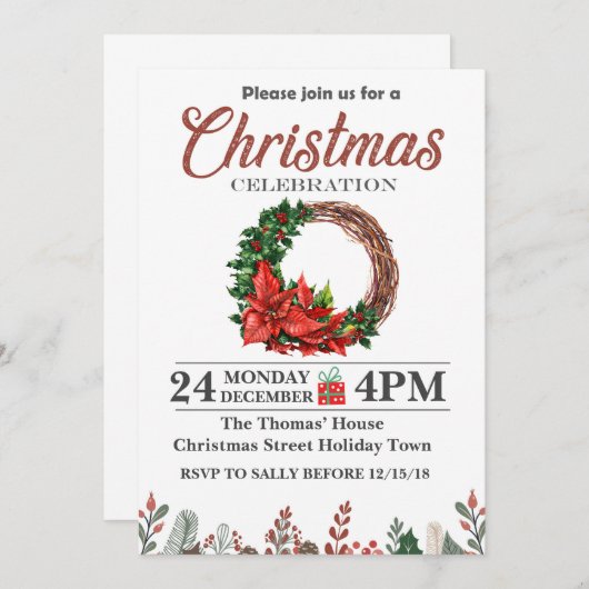 Weihnachtseinladung - Weihnachtsfeierliche Party E Einladung (Vorne/Hinten)