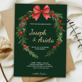 Weihnachtseinladungskarte mit Kranzdesign Einladung