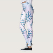 Weihnachtseis Blauer Schneeflocken Irisierend Leggings (Links)