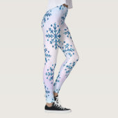 Weihnachtseis Blauer Schneeflocken Irisierend Leggings (Rechts)