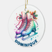 Weihnachtseis-Skate Zwitter-Schneeflocken Keramik Ornament (Links)