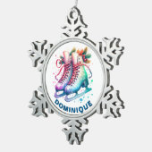 Weihnachtseis-Skate Zwitter-Schneeflocken Schneeflocken Zinn-Ornament (Rechts)