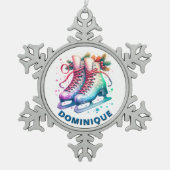Weihnachtseis-Skate Zwitter-Schneeflocken Schneeflocken Zinn-Ornament (Vorderseite)