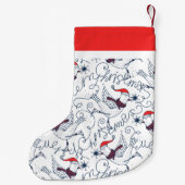 Weihnachtseis-Skaten Birds-Monogramm Kleiner Weihnachtsstrumpf (Rückseite)