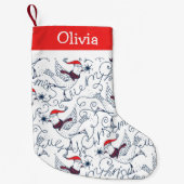 Weihnachtseis-Skaten Birds-Monogramm Kleiner Weihnachtsstrumpf (Vorderseite)