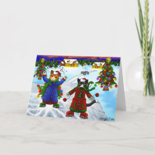 Weihnachtseis-Skaten Cats V2 Karte