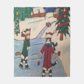 Weihnachtseis-Skaten Fleecedecke (Vorderseite)