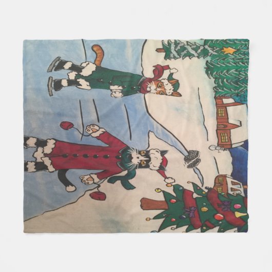 Weihnachtseis-Skaten Fleecedecke (Vorderseite (Horizontal))