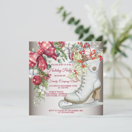 Weihnachtseis Skaten Holidays Party Einladung (Stehend Vorderseite)