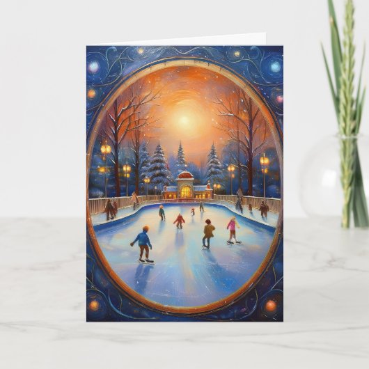 Weihnachtseis-Skaten Karte (Vorderseite)