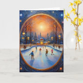 Weihnachtseis-Skaten Karte (Gelbe Blume)