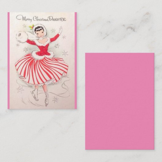 Weihnachtseis-Skaten-Karte für Tochter Mitteilungskarte (Vorne/Hinten)