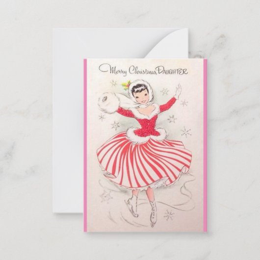 Weihnachtseis-Skaten-Karte für Tochter Mitteilungskarte (Vorderseite)