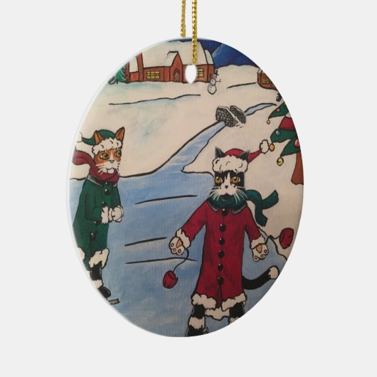 Weihnachtseis-Skaten Keramikornament (Rechts)