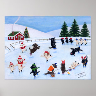 Weihnachtseis-Skaten Labradors Artwork Poster