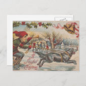 Weihnachtseis-Skaten mit dem Hund Feiertagspostkarte (Vorne/Hinten)