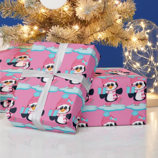 Weihnachtseis-Skaten-Pinguin-Packpapier Geschenkpapier (Feiertage)