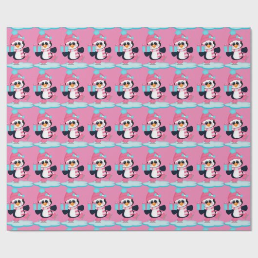 Weihnachtseis-Skaten-Pinguin-Packpapier Geschenkpapier (Flach)