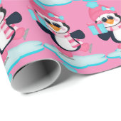 Weihnachtseis-Skaten-Pinguin-Packpapier Geschenkpapier (Rolleneckpunkt)
