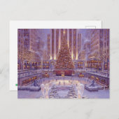 Weihnachtseis-Skaten Postkarte (Vorne/Hinten)