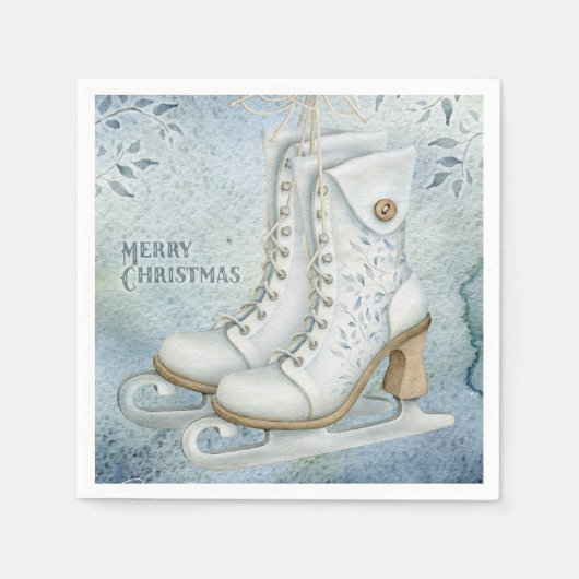 Weihnachtseis-Skaten Serviette (Vorderseite)