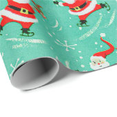 Weihnachtseis Skaten Weihnachtsmann Geschenkpapier (Rolleneckpunkt)