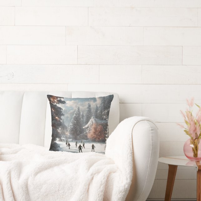 Weihnachtseis-Skater auf einem Teich Kissen (Liege)