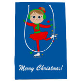 Weihnachtseis-Skater mit Sternen Mittlere Geschenktüte (Vorderseite)