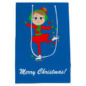Weihnachtseis-Skater mit Sternen Mittlere Geschenktüte (Rückseite)