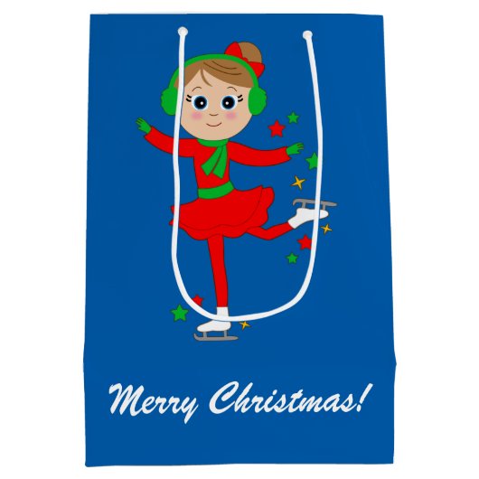 Weihnachtseis-Skater mit Sternen Mittlere Geschenktüte (Rückseite)