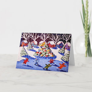 Weihnachtseis-Skater Whimsical Card Feiertagskarte