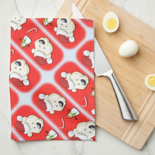 WeihnachtsEisbär Handtuch (Viertel Falte)