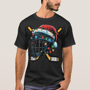 Weihnachtseisen Hockey Helm Santa Xmas Men Boys Ki T-Shirt
