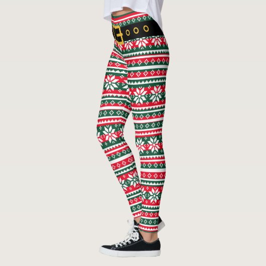 Weihnachtselbeine Funny Weihnachten Nordic Snowfla Leggings (Links)