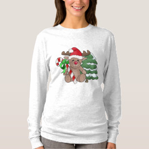 Weihnachtselch mit Zuckerstange T-Shirt