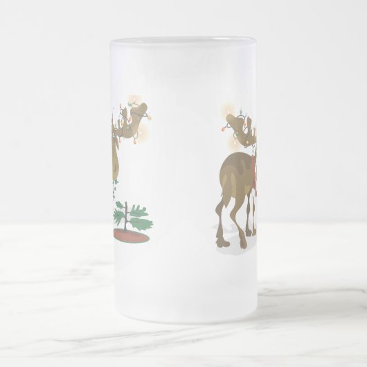Weihnachtselch-Tasse Mattglas Bierglas (Mittel)